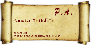 Pandia Arikán névjegykártya